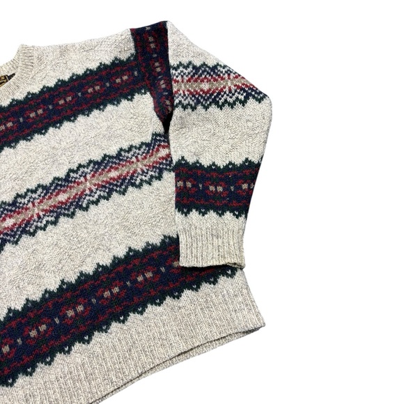 Vintage 90s Eddie Bauer Fair Isle Wool Blend Knit Sweater - Picture 4 of 10